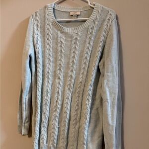 LOFT Pale Blue Cable Crewneck Sweater